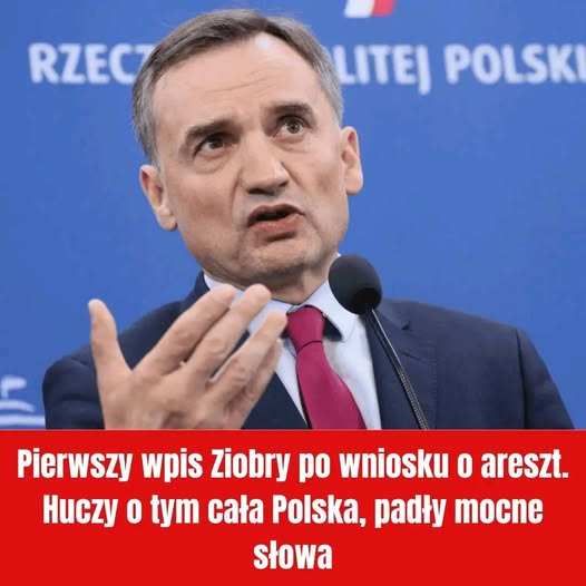 Pierwszy wpis Ziobry po wniosku o areszt